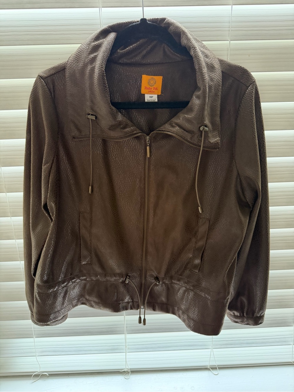 Ruby Rd. Women's Chocolate Brown Drawcord Zip Jacket
